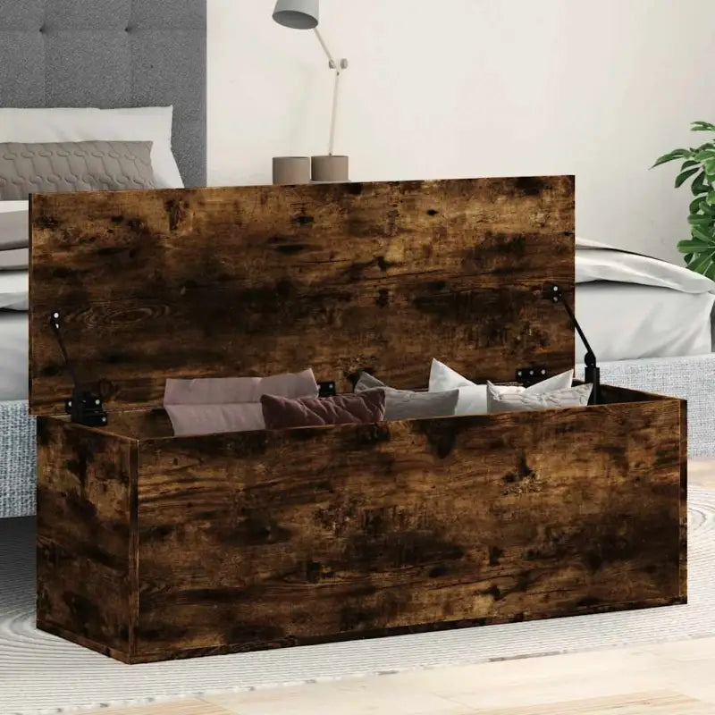 Opbergkisten van bewerkt hout voor overzichtelijke opbergruimte - Gerookt eiken / 102 x 35 x 35 cm / 1 - Opbergkisten