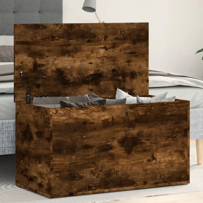 Opbergkisten van bewerkt hout voor overzichtelijke opbergruimte - Gerookt eiken / 84 x 42 x 46 cm / 1 - Opbergkisten