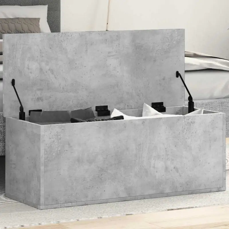 Opbergkisten van bewerkt hout voor overzichtelijke opbergruimte - Betongrijs / 90 x 35 x 35 cm / 1 - Opbergkisten