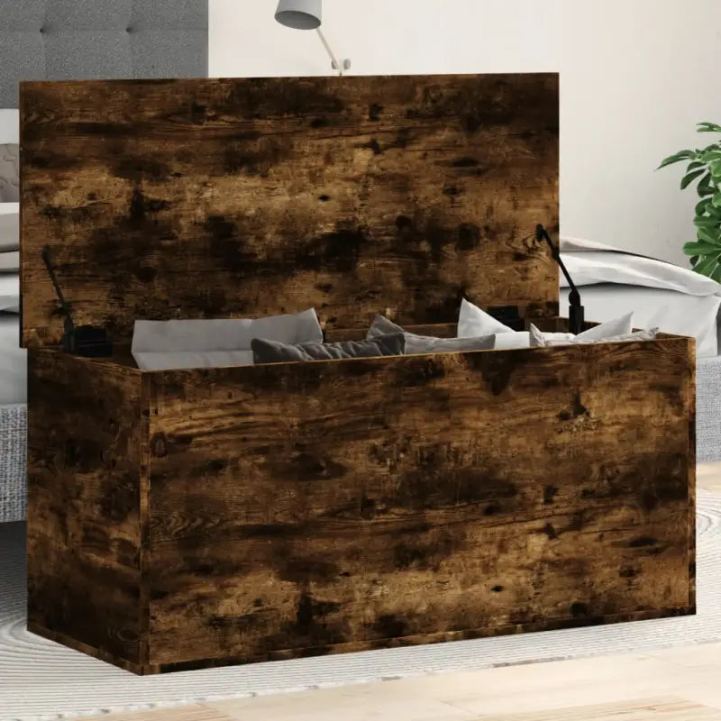 Opbergkisten van bewerkt hout voor overzichtelijke opbergruimte - Gerookt eiken / 100 x 42 x 46 cm / 1 - Opbergkisten