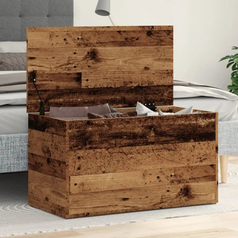 Opbergkisten van bewerkt hout voor overzichtelijke opbergruimte - Oud hout / 84 x 42 x 46 cm / 1 - Opbergkisten