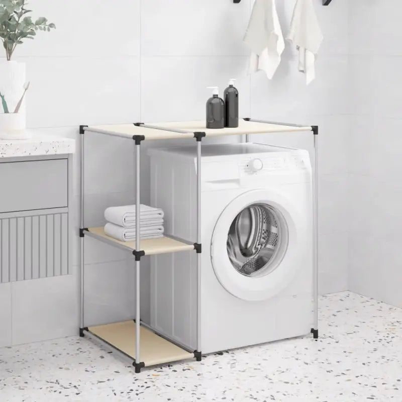 Opbergrek voor boven de wasmachine met stevige ijzeren frame - Crème - Handdoekrekken & -houders