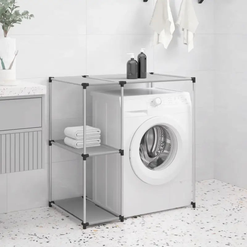 Opbergrek voor boven de wasmachine met stevige ijzeren frame - Grijs - Handdoekrekken & -houders