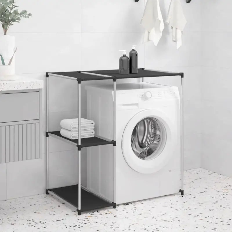 Opbergrek voor boven de wasmachine met stevige ijzeren frame - Zwart - Handdoekrekken & -houders