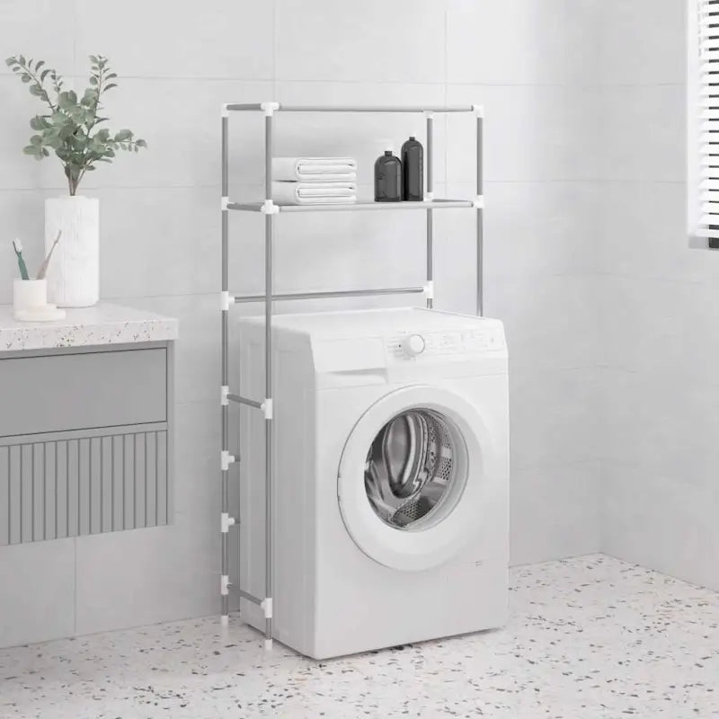 Opbergrek voor boven de wasmachine met stevige metalen structuur - Grijs - Handdoekrekken & -houders