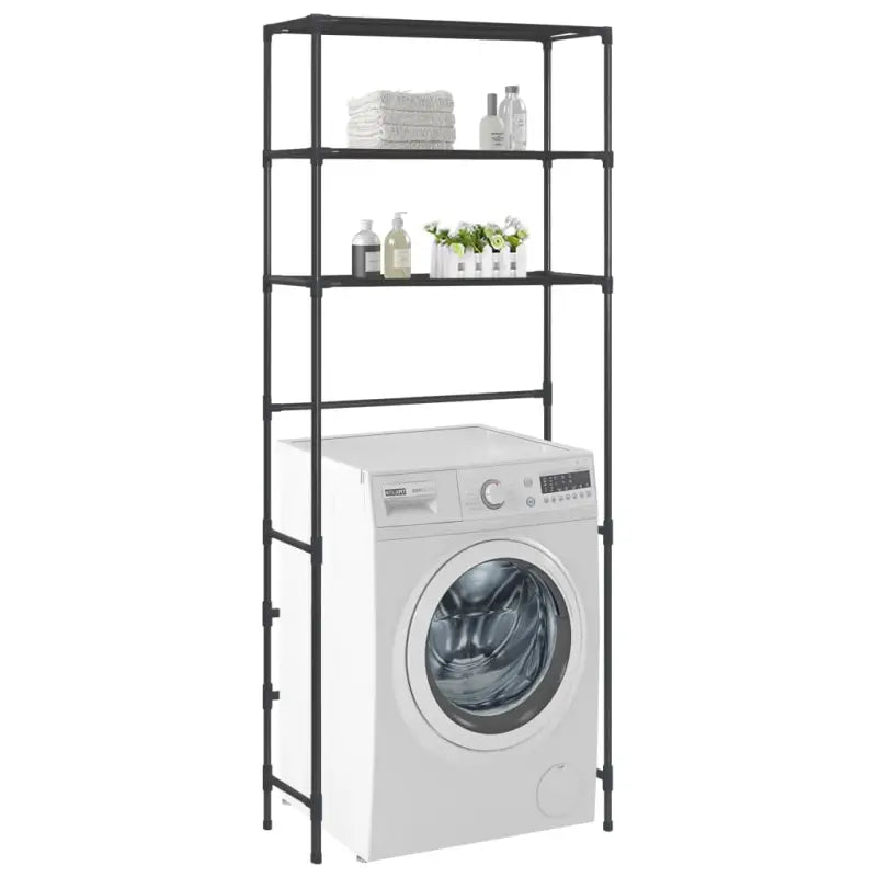 Opbergrek voor boven het toilet voor een overvolle badkamer - Zwart / 69 x 28 x 169 cm - Handdoekrekken & -houders