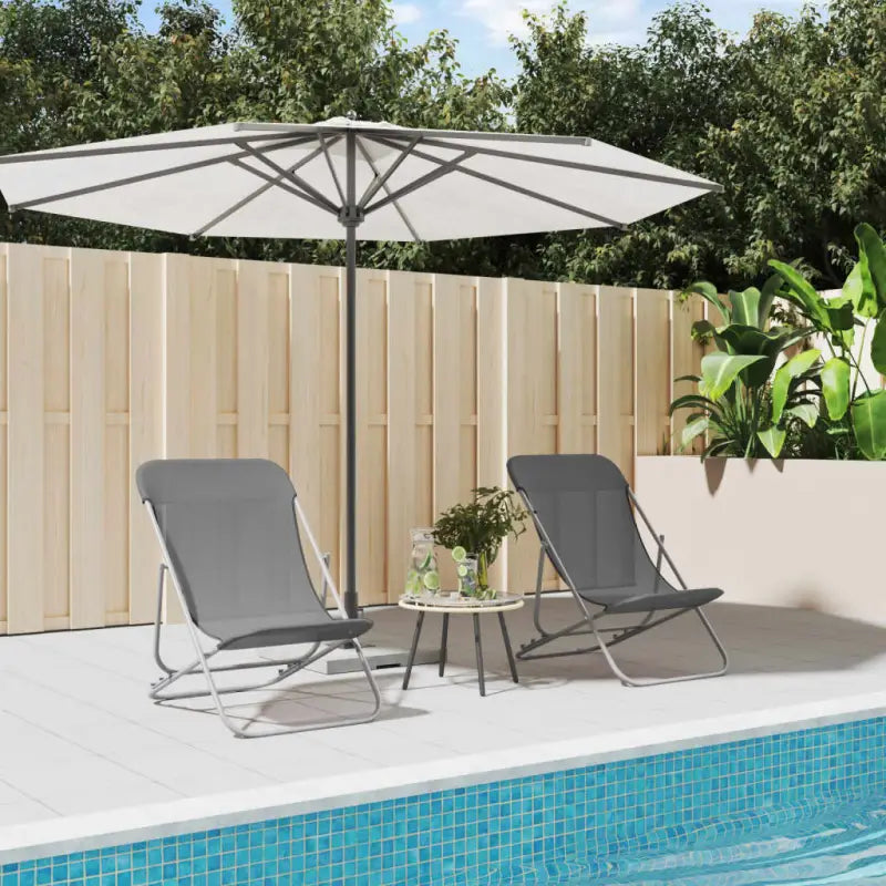 Opvouwbare strandstoel met gepoedercoat staal en verstelbare ligpositie - Grijs / 1 - Ligstoelen