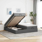 Ottomaan bed met ruime opbergruimte en crème materiaal vulling - Donkergrijs / 180 x 200 cm - Bedden & bedframes