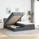 Ottomaan bed met ruime opbergruimte en zacht roze materiaal - Donkergrijs / 160 x 200 cm / Effen ontwerp - Bedden &