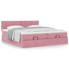 Ottomaan bed met ruime opbergruimte en zacht roze materiaal - Bedden & bedframes