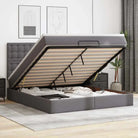 Ottomaan bed met ruime opbergruimte in grijs materiaal - Grijs / 180 x 200 cm - Bedden & bedframes