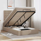 Ottomaan bed met ruime opbergruimte in grijs materiaal - cappucino / 120 x 200 cm - Bedden & bedframes