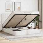 Ottomaan bed met ruime opbergruimte in grijs materiaal - Wit / 160 x 200 cm - Bedden & bedframes