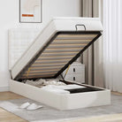 Ottomaan bed met ruime opbergruimte in grijs materiaal - Wit / 90 x 200 cm - Bedden & bedframes