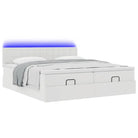 Ottomaans bed met wit materiaal en ruime opbergruimte - Bedden & bedframes