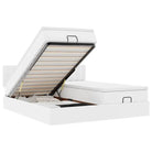 Ottomaans bed met wit materiaal en ruime opbergruimte - Bedden & bedframes