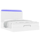 Ottomaanse bed met matras in wit materiaal en ruime opbergruimte - Bedden & bedframes