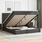 Ottomaanse bed met matras in wit materiaal en ruime opbergruimte - Zwart / 180 x 200 cm - Bedden & bedframes