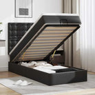 Ottomaanse bed met matras in wit materiaal en ruime opbergruimte - Zwart / 80 x 200 cm - Bedden & bedframes