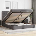 Ottomaanse bed met matras in wit materiaal en ruime opbergruimte - Grijs / 200 x 200 cm - Bedden & bedframes