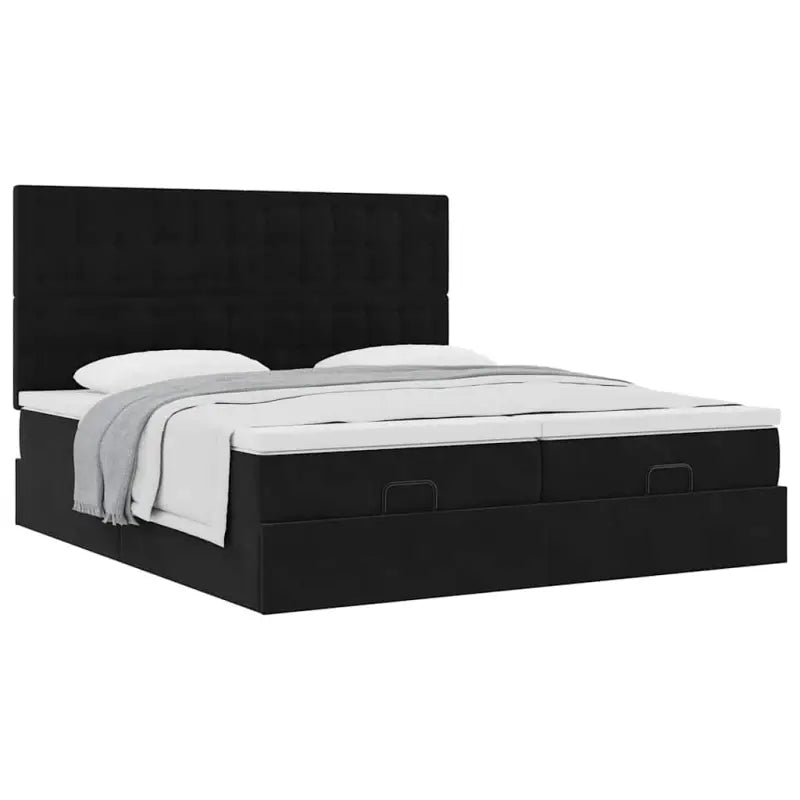 Ottomaanse bed met ruime opbergruimte en zwart materiaal - Bedden & bedframes