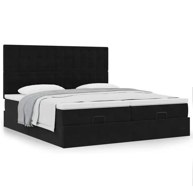 Ottomaanse bed met ruime opbergruimte en zwart materiaal - Bedden & bedframes