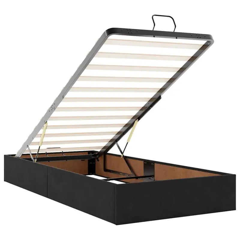 Ottomaanse bed met ruime opbergruimte en zwart materiaal - Bedden & bedframes