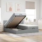 Ottomaanse bed met ruime opbergruimte en zwart materiaal voor comfort - Lichtgrijs / 180 x 200 cm / Blok met vierkanten