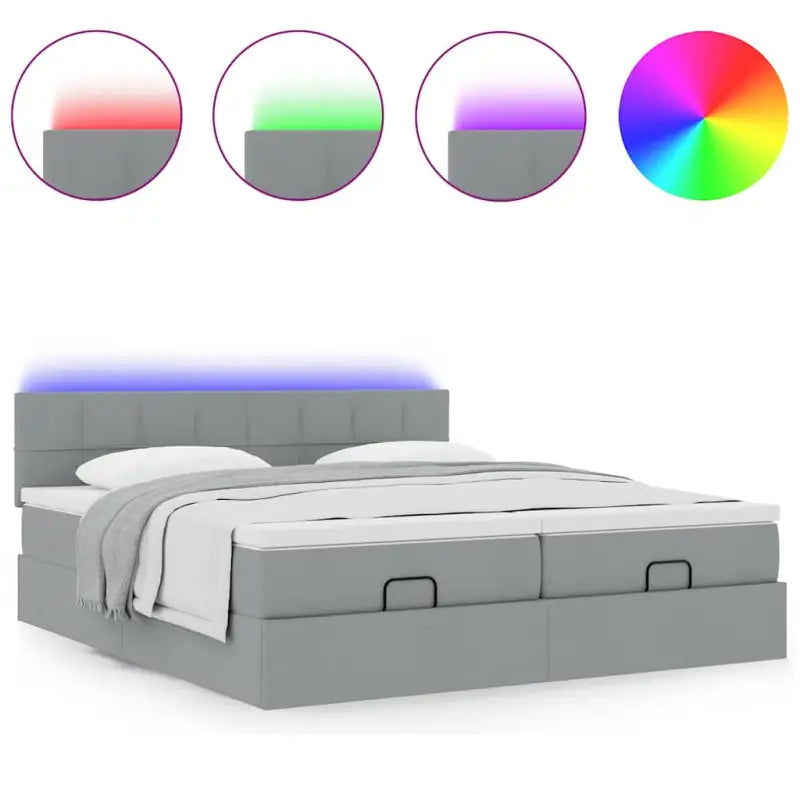Ottomaanse bed met ruime opbergruimte in lichtgrijs materiaal - Bedden & bedframes