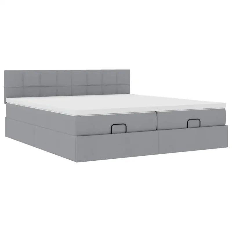 Ottomaanse bed met ruime opbergruimte in lichtgrijs materiaal - Bedden & bedframes