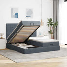 Ottomaanse bed met ruime opbergruimte in zwart materiaal - Donkergrijs / 180 x 200 cm / Blok met vierkanten - Bedden &
