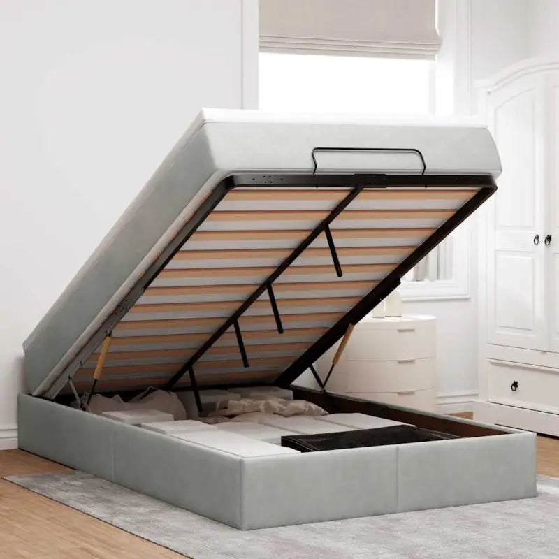 Ottomaanse bed met ruime opbergruimte in zwart materiaal - Lichtgrijs / 120 x 200 cm - Bedden & bedframes