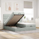 Ottomaanse bed met ruime opbergruimte in zwart materiaal - Lichtgrijs / 180 x 200 cm / Getuft ontwerp - Bedden &