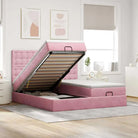 Ottomaanse bed met ruime opbergruimte in zwart materiaal - Roze / 180 x 200 cm / knopen - Bedden & bedframes