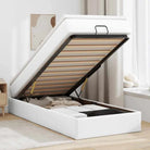 Ottomaanse bed met wit materiaal en ruime opbergruimte - Wit / 100 x 200 cm - Bedden & bedframes