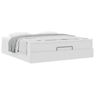 Ottomaanse bed met wit materiaal en ruime opbergruimte - Bedden & bedframes