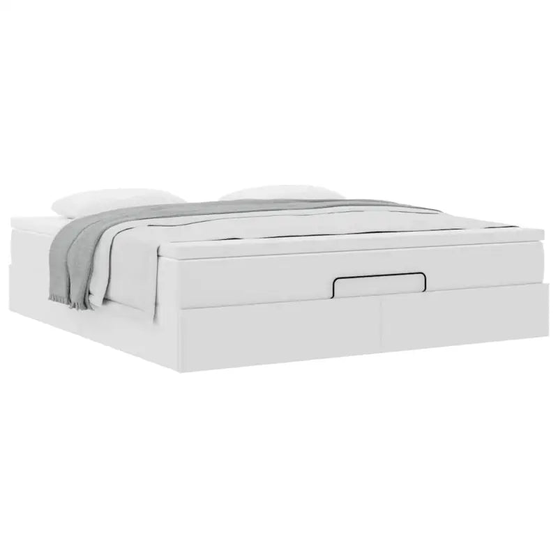 Ottomaanse bed met wit materiaal en ruime opbergruimte - Bedden & bedframes