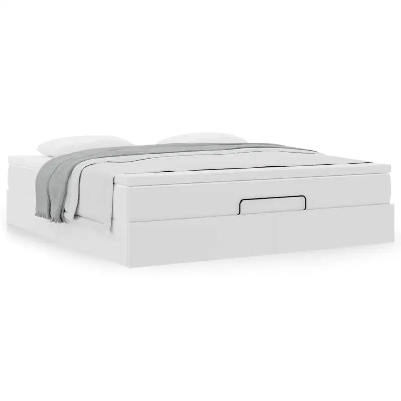 Ottomaanse bed met wit materiaal en ruime opbergruimte - Bedden & bedframes