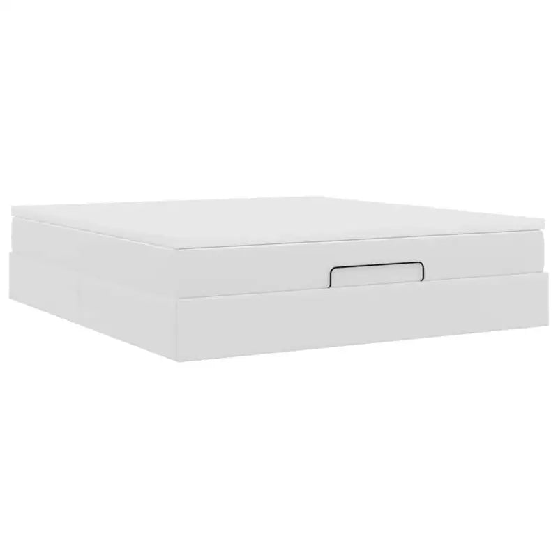 Ottomaanse bed met wit materiaal en ruime opbergruimte - Bedden & bedframes