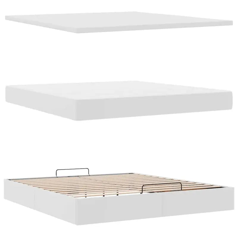 Ottomaanse bed met wit materiaal en ruime opbergruimte - Bedden & bedframes