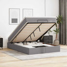 Ottomaanse bed met wit materiaal en ruime opbergruimte - Grijs / 140 x 190 cm - Bedden & bedframes