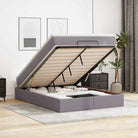 Ottomaanse bed met wit materiaal en ruime opbergruimte - Grijs / 140 x 200 cm - Bedden & bedframes