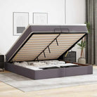 Ottomaanse bed met wit materiaal en ruime opbergruimte - Grijs / 200 x 200 cm - Bedden & bedframes