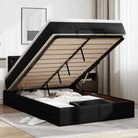 Ottomane bed met grijs materiaal en comfortabele schuimvulling - Zwart / 120 x 200 cm - Bedden & bedframes