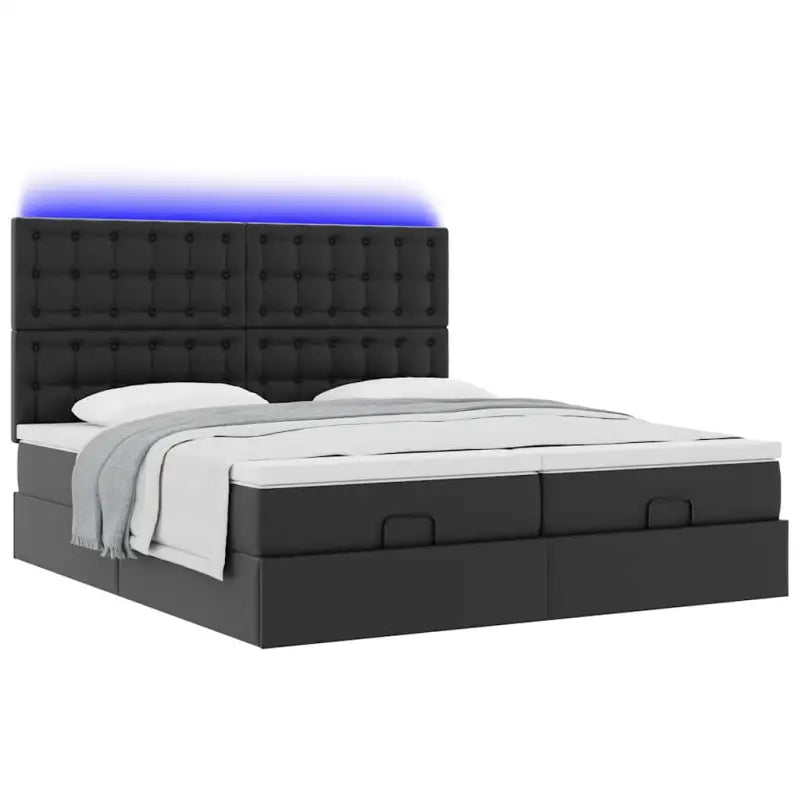 Ottomane bed met zwart materiaal en comfortabele vulling - Bedden & bedframes