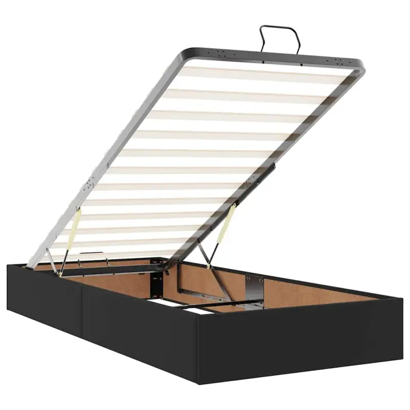 Ottomane bed met zwart materiaal en comfortabele vulling - Bedden & bedframes