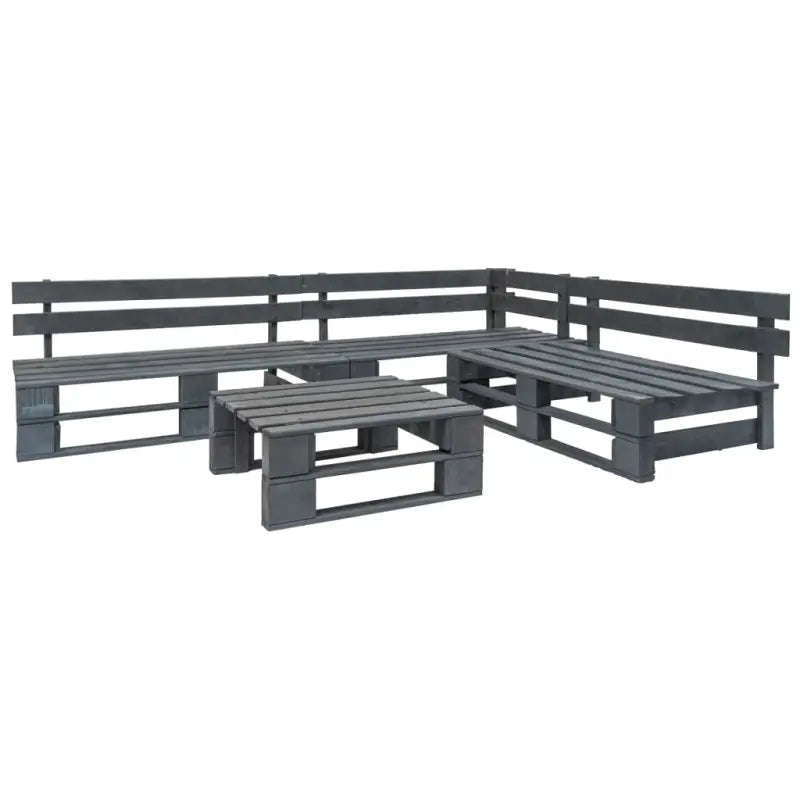 Pallet loungeset in geïmpregneerd grenenhout voor buiten ontspanning - Grijs - Tuinsets