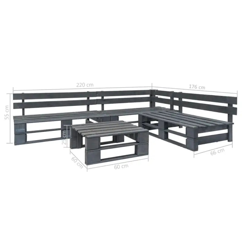 Pallet loungeset in geïmpregneerd grenenhout voor buiten ontspanning - Grijs - Tuinsets