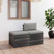 Pallet tuinset van massief grenenhout met comfortabele kussens - Tuinsets