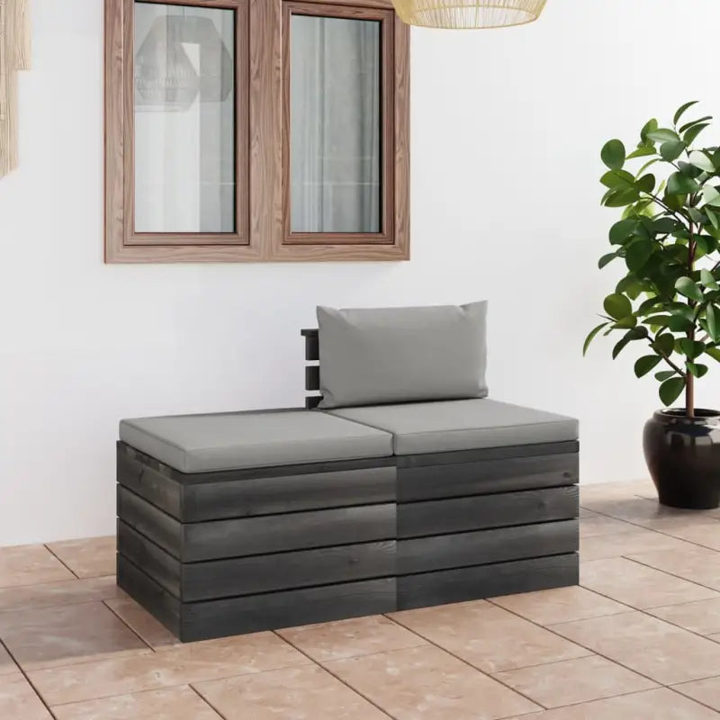Pallet tuinset van massief grenenhout met comfortabele kussens - Grijs - Tuinsets